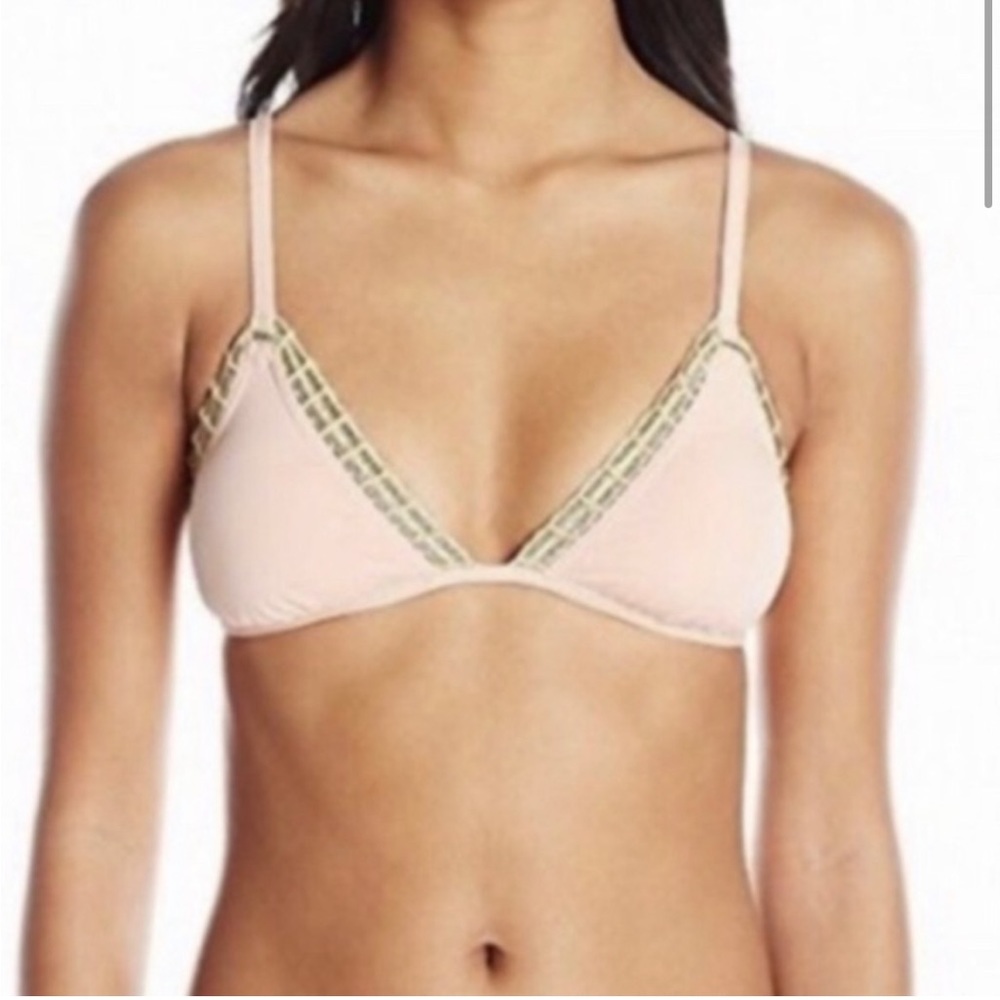 Bikini Lab - Weaving on a Jet Plane Triangle Bikini Top in Peach NWT